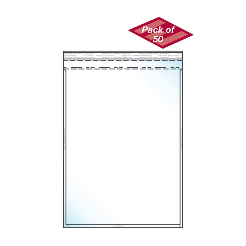 EnvyPak Clear Catalog Envelope - Vertical Style -Permanent Peel and Seal Closure Holds 8.5â€³ x 11â€³ Insert - Box of 50 - Image 2